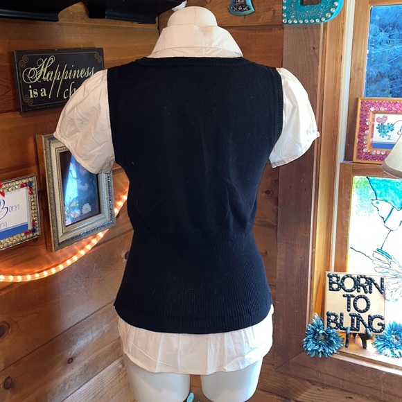 AB STUDIO SHIRT & SWEATER VEST TOGETHER CUTE NWOT - Picture 4 of 5